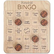 Sports Bingo Chess and Card Game, Baseball Football Bingo Wooden Board Bingo Ball Game Set 4.3 * 5.1 inches, Adult Party Edition(Baseball)