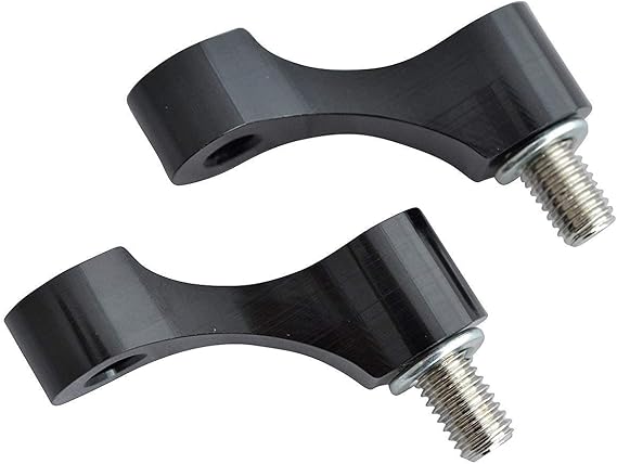 Aluminium Motorbike Mirror Risers Extenders | Outer View | 2 x M8 8mm 1.25mm Pitch Clockwise and Threads | Quick and Easy Fit for Smaller Capacity Motorcycles and Scooters