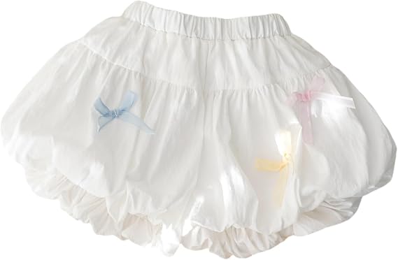 Girls' Bubble Shorts with Bow Details, Toddler Girls' Bloomers, Summer Playwear