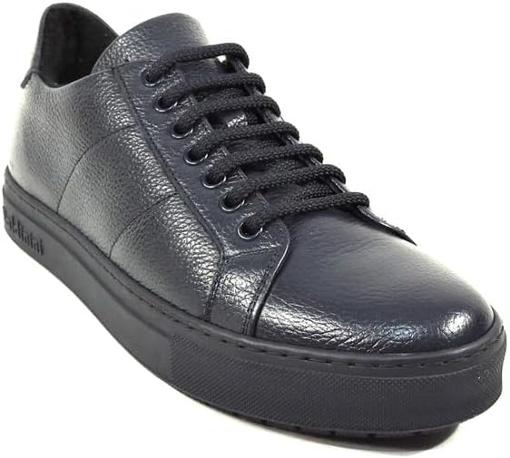 Baldinini Men's Navy Blue Deer Leather Comfort Winter Sneakers
