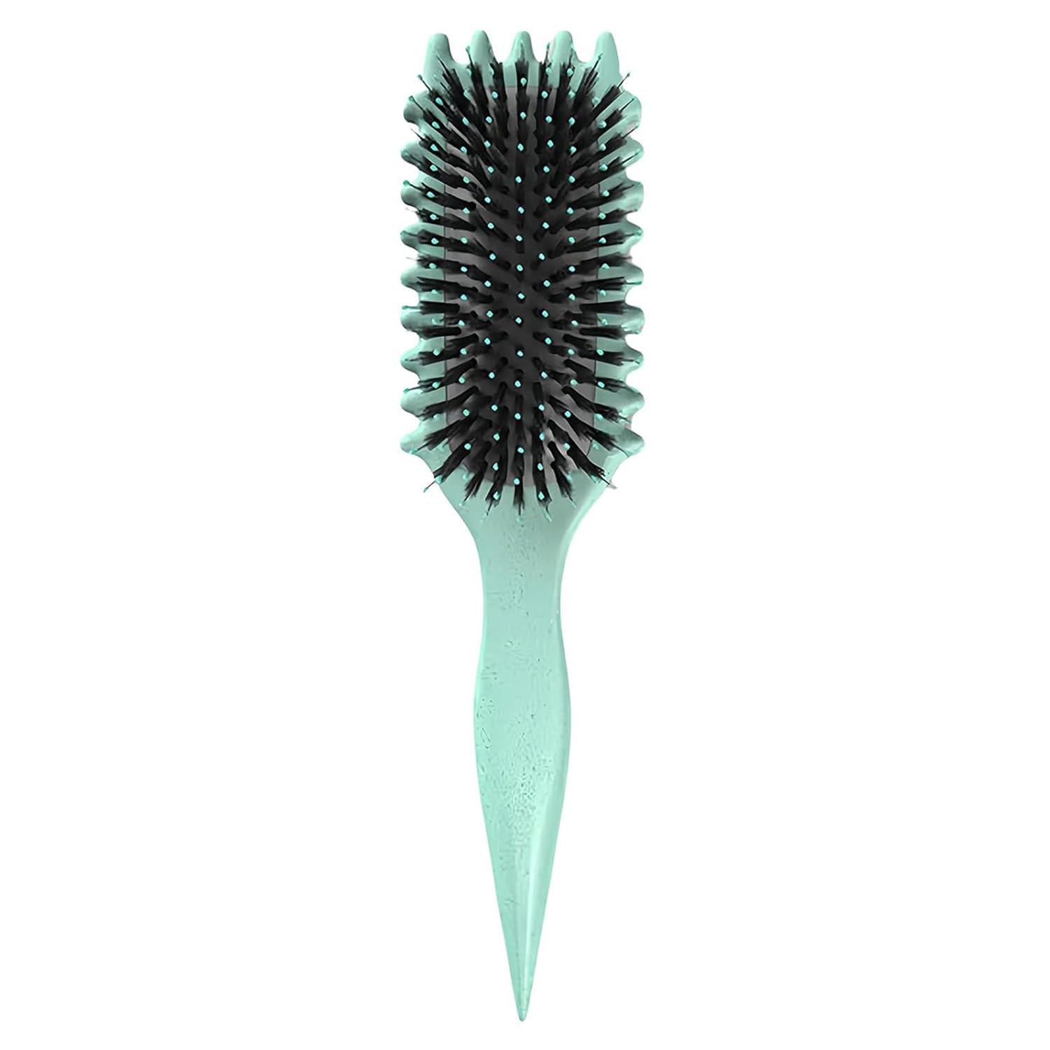 Curl Defining Brush with Prongs, Boar Bristle Brush for Detangling and Hair Styling for Women and Men Green