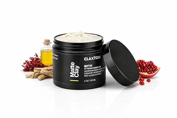 Matte Clay for Men Medium Hold Zero Shine Flexible Texture Hair Clay for Short to Medium Hair Infused with Ashwagandha Rosemary & Red Algae for Stronger Healthier Hair Made in USA