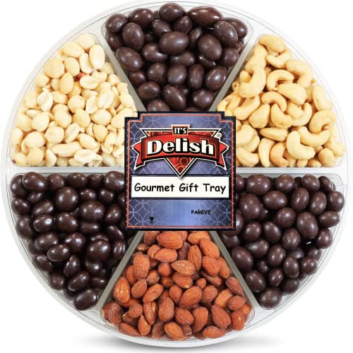 Gourmet Chocolate and Salted Nuts Large Gift Tray 6-Pt by Its Delish Gift Box for Party Events Fathers Mothers Day Family Parties Birthday Anniversary Sympathy and Well Wishes
