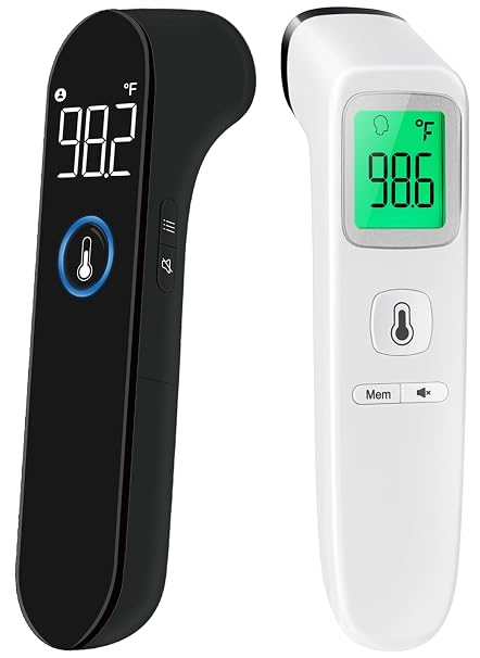 No-Touch Thermometer for Adults and Kids - LED Black & LCD White
