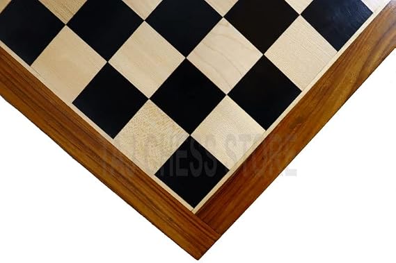 Ebony Wood Chess Set Board | Solid Ebony & Maple Wood Squares with Golden Rosewood Border | Tournament Luxury Chess Board (1 Player, Age 8+)