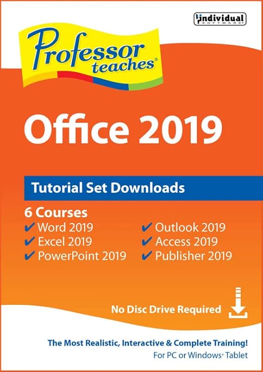 Individual Software PDB-O19 Professor Teaches Office 2019 Tutorial Set PC Software