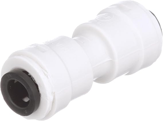 Watts 1015-04 AquaLock Plastic Mini Series, 1/4" OD x 1/4" OD Lead-Free Polypropylene Mini Coupling Union Connector, O-Ring, Quick Push-to-Connect Design, Tool-Free Installation