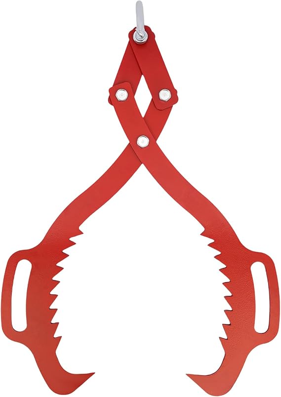 WooDerson 25 Inch Log Lifting Tongs Heavy Duty Timber Claw Hook Professional Forestry Logging/Grapple Claw with Handle for Various Logs and Poles, max up to 1000 kg (Red)