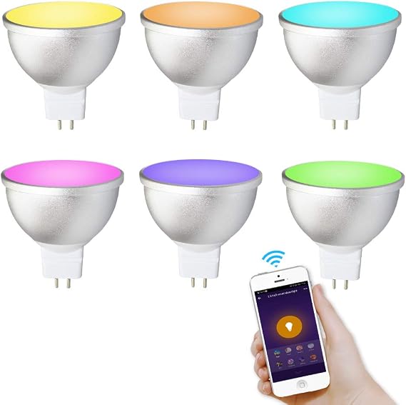 BENEXMART Gu5.3 LED Bulb MR16 12V WiFi Alexa Google Home Assistant IFTTT Tuya Smart Life APP Remote Control RGB LED Light Dimmer Lamp (6 Pack)