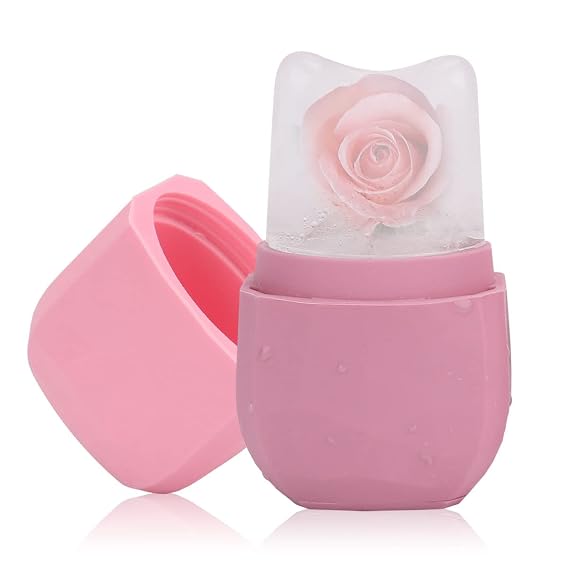 Ice Roller for Face and Eye, Upgraded Ice Face Roller Facial Beauty Ice Roller Skin Care Tools, Ice Facial Roller Gua Sha Face Massage, Silicone Ice Mould for Face Beauty Remove Fine Lines (Pink)