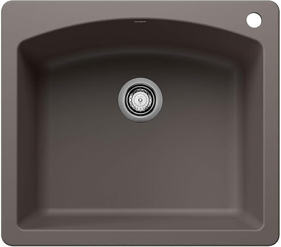BLANCO 443097 Diamond Silgranit Single Bowl Sink Drop-In or Undermount, 25" L X 22" W - Volcano Gray