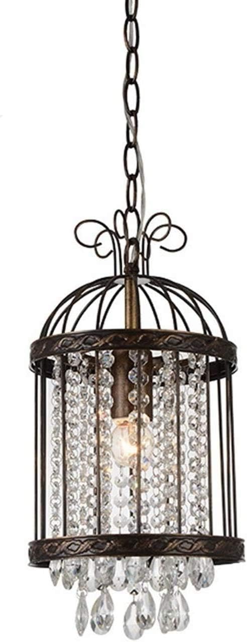 Mopoq American Retro Iron Chandelier Bronze lamp Crystal Pendant Single Head Chandelier Living Room Lamps