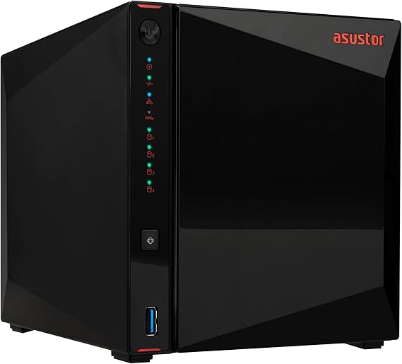 Asustor AS5404T, 4 Bay NAS, Intel Quad-Core 2.0GHz CPU, 4X M.2 NVMe SSD Slots, 2 x 2.5 GbE Ports, 4 GB DDR4 RAM, Cloud Storage for Gaming and Live Stream, Network Attached Storage (Diskless)