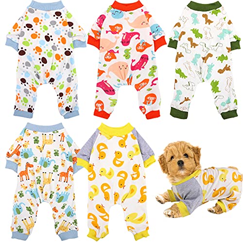 URATOT 5 Styles Soft Puppy Rompers - Cute Clothes Onesies for Puppy Dog & Cat, Medium
