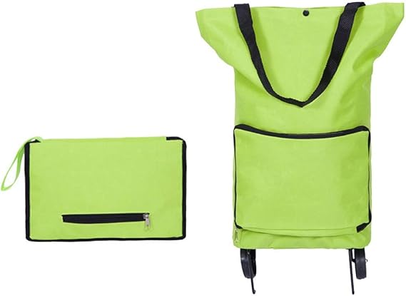 Shopping Trolley Folding Portable Shopping Cart High-Capacity Shopping Food Storage Bag Wheel Bag to Buy Vegetable Bags Shopping Cart (Color : Green)