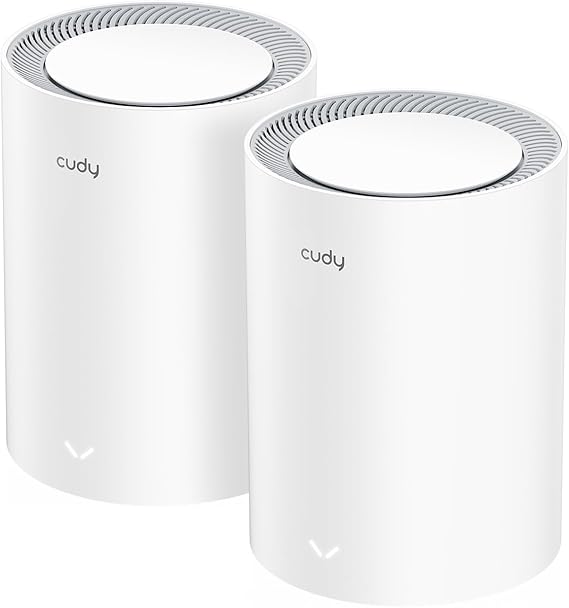 Cudy Dual Band BE3600 WiFi 7 Wi-Fi Mesh System, 3.6 Gbps 160 Mhz, Coverage up to 2100 Sq.ft, 3 Gigabit Ports, Multi-VPN Compatible, Cudy APP Control(M3600 2-Pack)