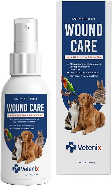 Dog Wound Care Spray | Healing Aid and Skin Repair, Clean Wounds, Relieve Dog Skin Allergies, Safe for All Animals. 3.38 Ounces
