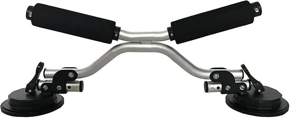 H2o Kayaks Heavy Duty Kayak Loader with Dual 13 cm Suction Cups, Multi-Fit Joints, Black Foam Grips, Aluminum Construction