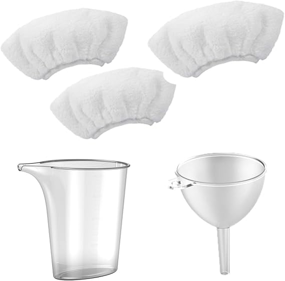 5Pcs Attachments for Steam Cleaners,1pcs Measuring Cup+1Pcs Funel+3Pcs Ironing Brush Cloth