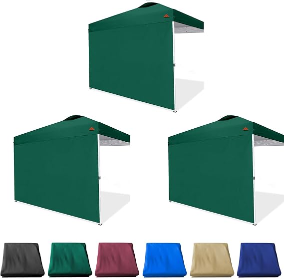 SideWall for 10x10 Canopy Frame, 3 Pack Forest Green SunWall Only, (with Zippers)