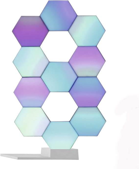 Yescom APP Control Hexagon Light 11 Pack Smart WiFi LED Panels Creative | Lamp 16 Million Colors Music Sync Work with Alexa & Google for Bedroom Gaming Rooms