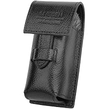 Leather Brush Storage Case, Portable Beard Brush Holder, Black Cowhide, 3-Piece Set