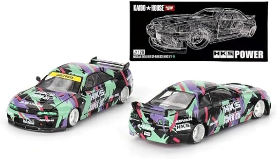 1:64 Scale Diecast Model Car Compatible with Nissan Skyline GT-R (R33) HKS V1 Limited Edition by Kaido House