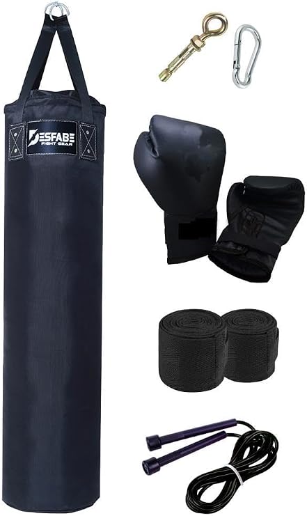 Polydes 120x30 Cm Kolonlu Boks Kum Torbası Siyah+Askı Aparatı+Boks Eldiveni+El Bandajı+İp
