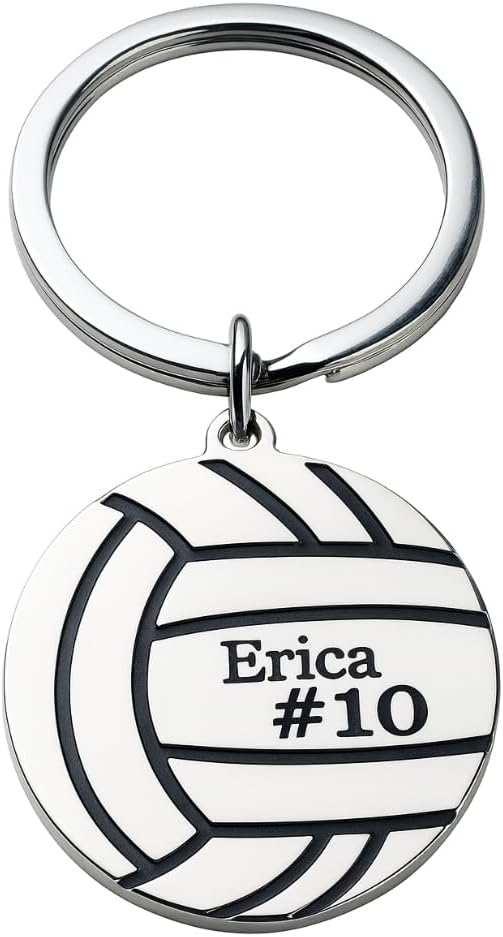 Personalized Volleyball Keychain, Girls Volleyball Gift, Engraved Volleyball Jewelry, Volleyball Player Gift, Custom Volleyball Team Gifts