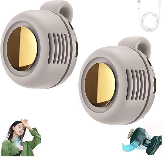 2026 New Portable Silent Mini Bladeless Electric Fan, 3 Speed Adjustment & High Power, Clip Collar Waist Neck Fan, USB Charging, for Outdoor & Travel & Office, Travel Accessories(2*White)