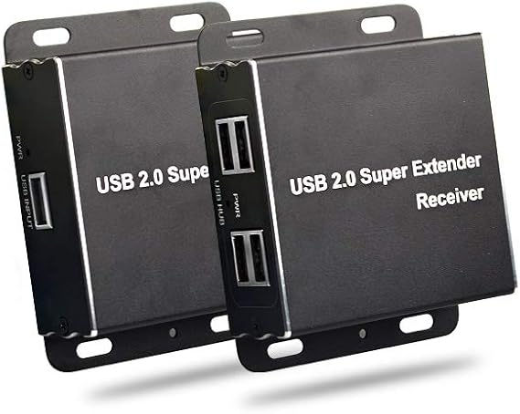 eKL USB 2.0 Extender 196ft/60m Over Cat5e Cat6 Cable 1 Input 4 Ports Output Plug and Play No Driver Needed Support All Operating Systems Two Web Cameras Work Synchronously