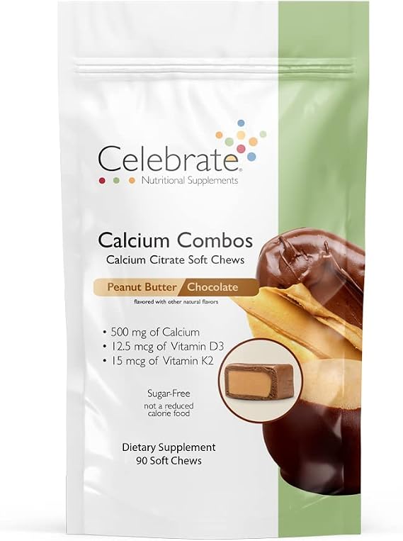 Celebrate Vitamins Bariatric 500mg Calcium Citrate Soft Chews Combo with 500 IU Vitamin D3 Essential for Gastric Bypass Patients & Bone Health - Sugar & Gluten Free (90 Chews)