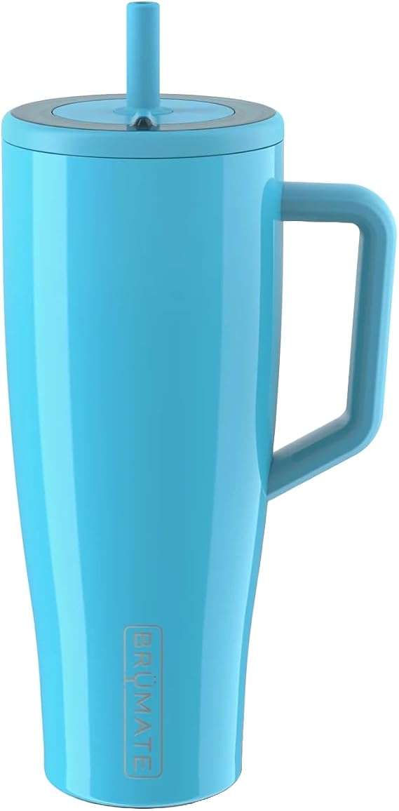 BruMate Era 40 oz Tumbler with Handle & Straw | 100% Leakproof Insulated Water Bottle Tumbler with Lid & Flexible SoftSip Straw | Made of Stainless Steel | Cup Holder Friendly | 40oz (Electric Blue)