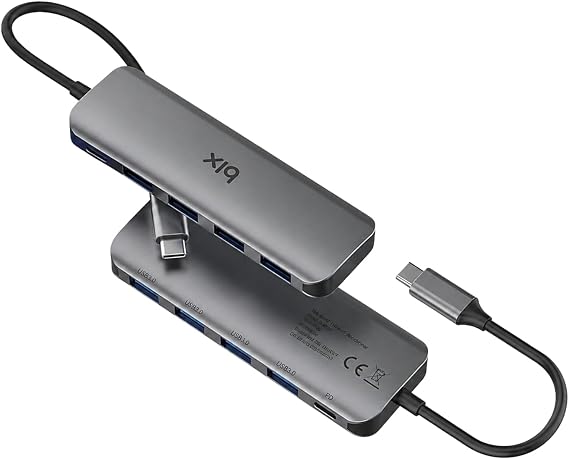 Bix BX07HB USB-C Hub 4x USB 3.0 PD Şarj 5Gbps Mac Windows Uyumlu Alüminyum Çoklayıcı Gri Adaptör HUB