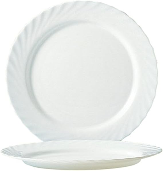 Arcoroc ARC D6890 Trianon Plain Flat Plate, 24.5 cm, Opal Glass, White, Set of 6
