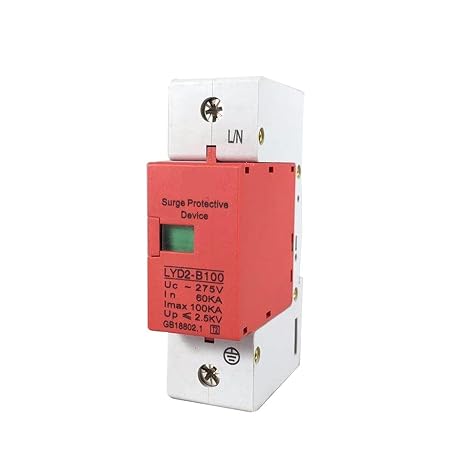 Arrester Device B100-1P 80KA~100KA ~275V 385V 420V AC SPD House Surge Protector Protective Low-Voltage Arrester Device 1P+N Lightning Protection (Size : 420V)