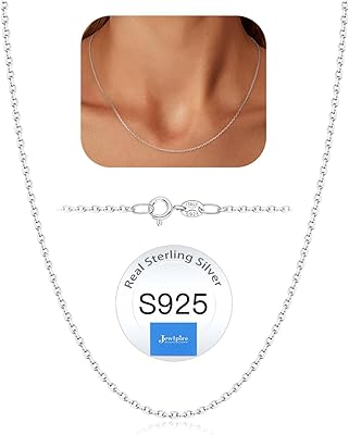 Jewlpire 925 Sterling Silver Chain Necklace for Women, 14K Gold Plated Chain for Women 1.2mm 1.3mm Cable Chains, Thin & Dainty Womens Chains Necklaces 16 18 20 22 24 26 Inch