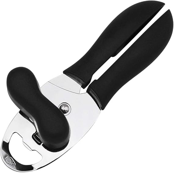 Can Opener Manual,2025 Heavy Duty Stainless Steel Manual Can Opener with Bottle Opener,Easy Turn Knob Multifunctional Smooth Edge Can Opener with Comfortable Handle,Hand Can Opener for Seniors