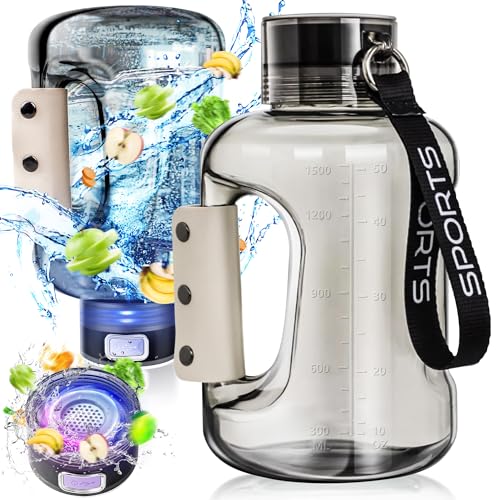Hydrogen Water Bottle, 50.7oz1.5L Large Hydrogen Water Bottle Generator, Ion Bottle Improve Water Quality in 3 Minutes, Water Ionizer Machine Suitable for Travel and Fitness DrinkingBlack