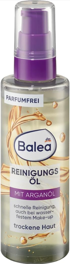 Balea Cleansing Oil, 100 ml Bottle - Gently cleanses the face, eyes and lips - Fragrance-free and with argan oil
