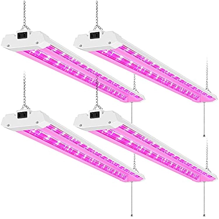 AntLux 4FT LED Grow Lights 50W Full Spectrum Integrated 4 Foot Growing Lamp Fixtures for Greenhouse Hydroponic Indoor Plant Seedling Veg and Flower, Plug in, onOff Pull Chain Included, 4 Pack