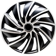 Alpena Turbo Vehicle Wheel Covers, Premium European-Made Rim Covers with 3-Step Retention System, Durable Hub Caps Fits Most Steel Wheels, Set of 4, Silver & Black, 18 Inch