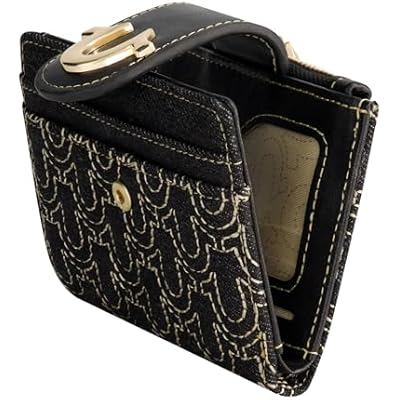 True Religion Womens Mini Wallet, Horseshoe Logo Small Compact Clutch Purse, Black, One Size