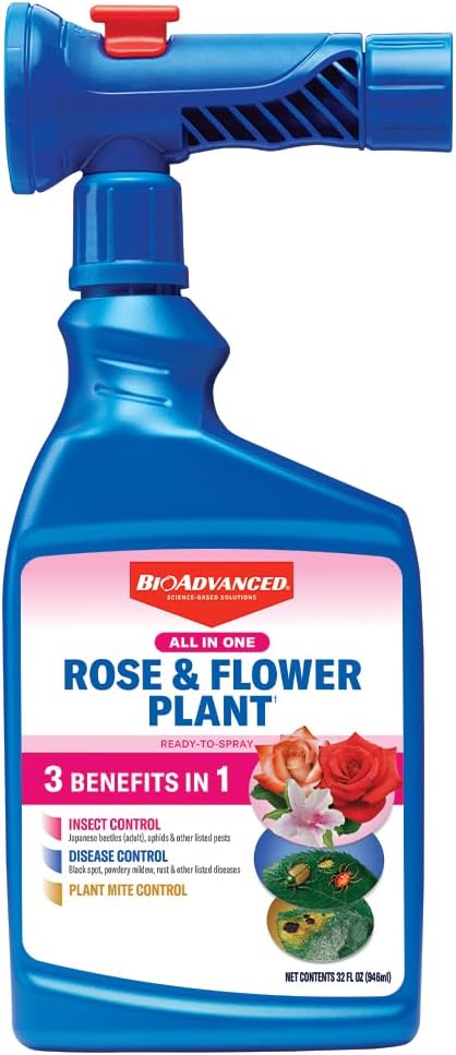 BioAdvanced All-in-One Rose & Flower Plant Care - 32 oz Bottle | Ready-to-Spray - Insect Control, Disease Control & Plant Mite Killer - Prevents Listed Pests and Diseases - Up to 14 Days