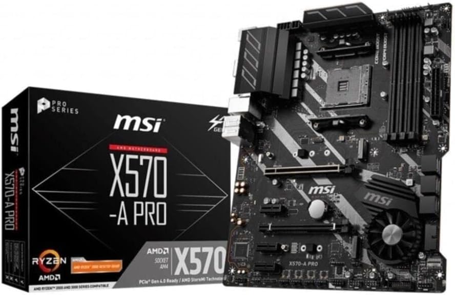 MSI X570-A PRO Motherboard ATX - Supports AMD Ryzen 2nd and 3rd Gen Processors, AM4, Dual Channel DDR4, 2 x PCIe 4.0 x16, 1 x M.2 Gen4 x4, USB 3.2 Gen2, Type-C, HDMI, Gigabit LAN