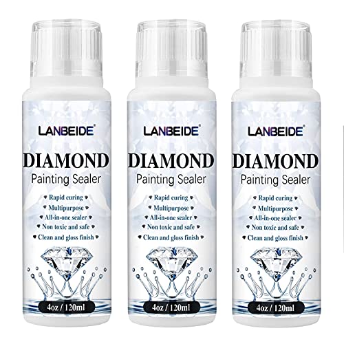 LANBEIDE 3 Packs 120ML Diamond Painting Sealer, 5D Diamond Painting Art Glue Permanent Hold & Shine Effect Sealer for Diamond Painting and Puzzles