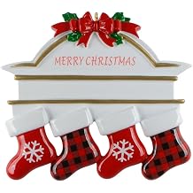 MAXORA Personalized Mantel Stockings Family of 4 Christmas Tree Ornament