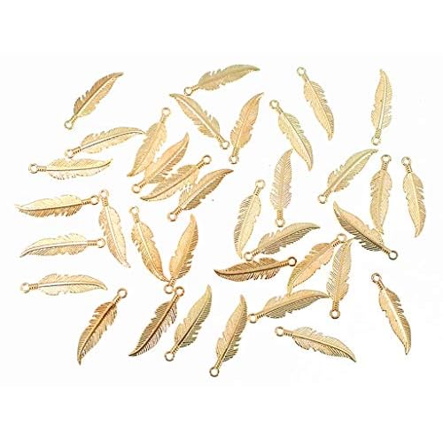 ALIMITOPIA 100pcs Alloy Feather Charms Pendants Easter Angel Wing Feather Dangle Charm for DIY Crafting Bracelet Necklace Jewelry Making Findings Accessory
