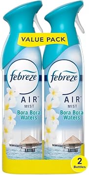Febreze Odor-Fighting Air Freshener, Room Fresheners, Air Effects, Air Spray, Air Freshener Mist, 8.8 Ounce - 2 Count (Pack of 1) (Bora Bora)