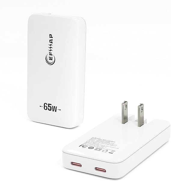 65W Flat USB C Charger Block, Slim Type C Charger Fast Charging - Compact Wall Charger for iPhone 17/16/15/14, MacBook Pro/Air, iPad, Samsung Galaxy S25/24/23, Pixel, Steam Deck, (White)